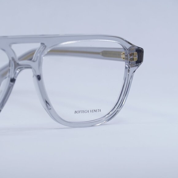 Bottega Veneta BV1294O 004 Eyeglasses Transparent Light Grey 56mm Square Frame - Picture 3 of 10
